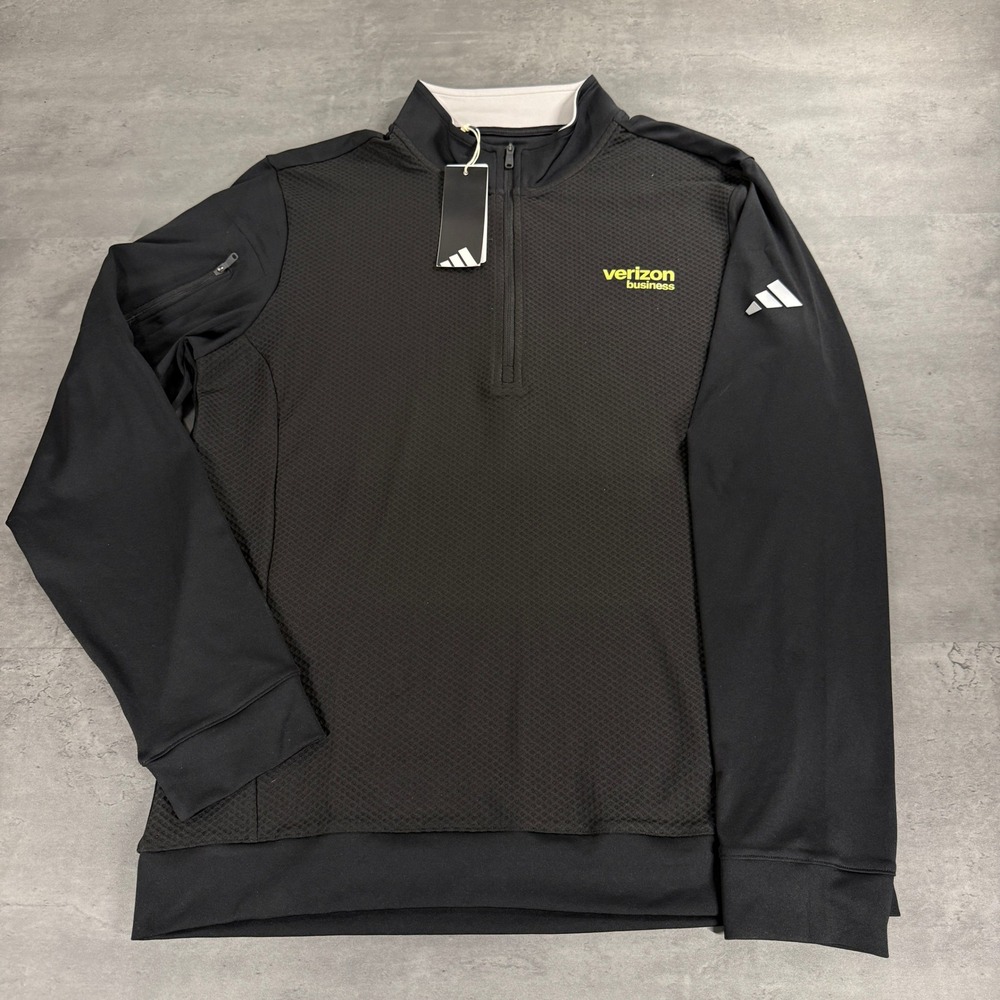 Adidas Pullover Men M Black Quarter Zip Verizon Business Golf Activewear Jacket